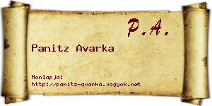 Panitz Avarka névjegykártya